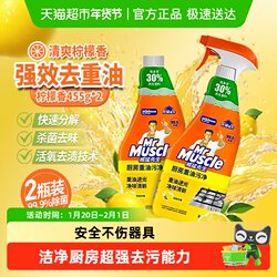 Mr. Mighty Oil Stain Cleaner Kitchen Heavy Oil Stain Cleaner 455g*2 Bottles Oil Stain Remover, Removes Grease and Bacteria, Non-Irritating