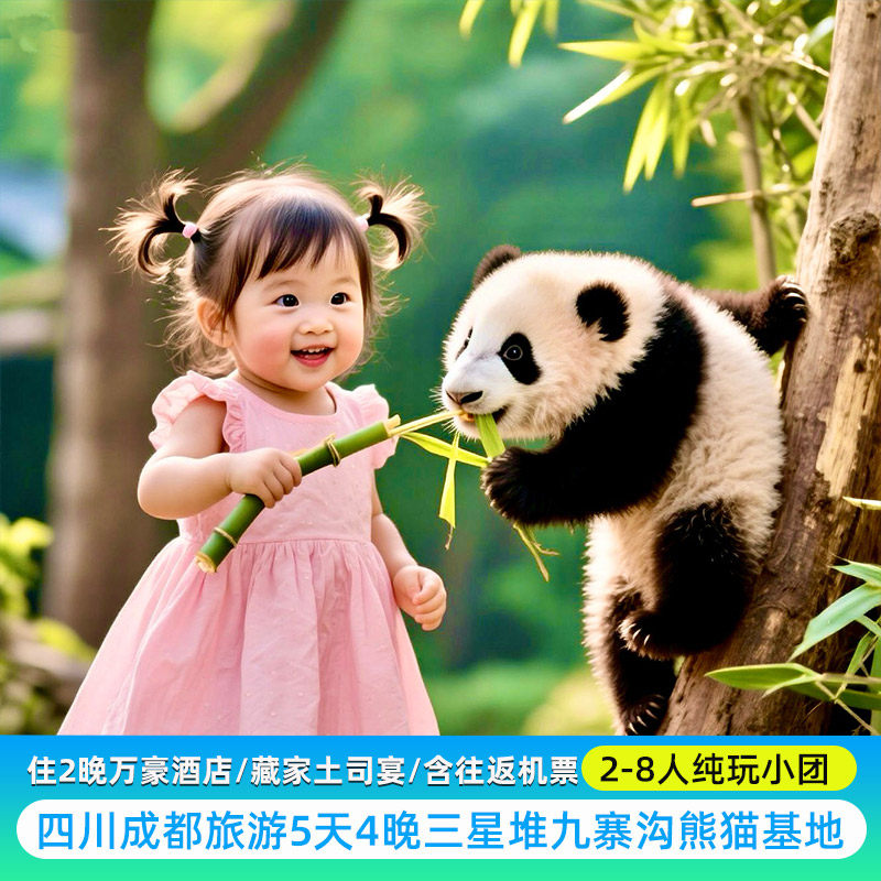 【2-8人纯玩小团】四川旅游成都三星堆九寨沟熊猫都江堰5天含机票 - 定制游预订