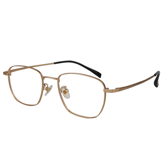 Adhering to retro square frame gold-rimmed glasses for men with big faces, slimming without makeup, ultra-light pure titanium myopia eyeglasses frames for women with round faces