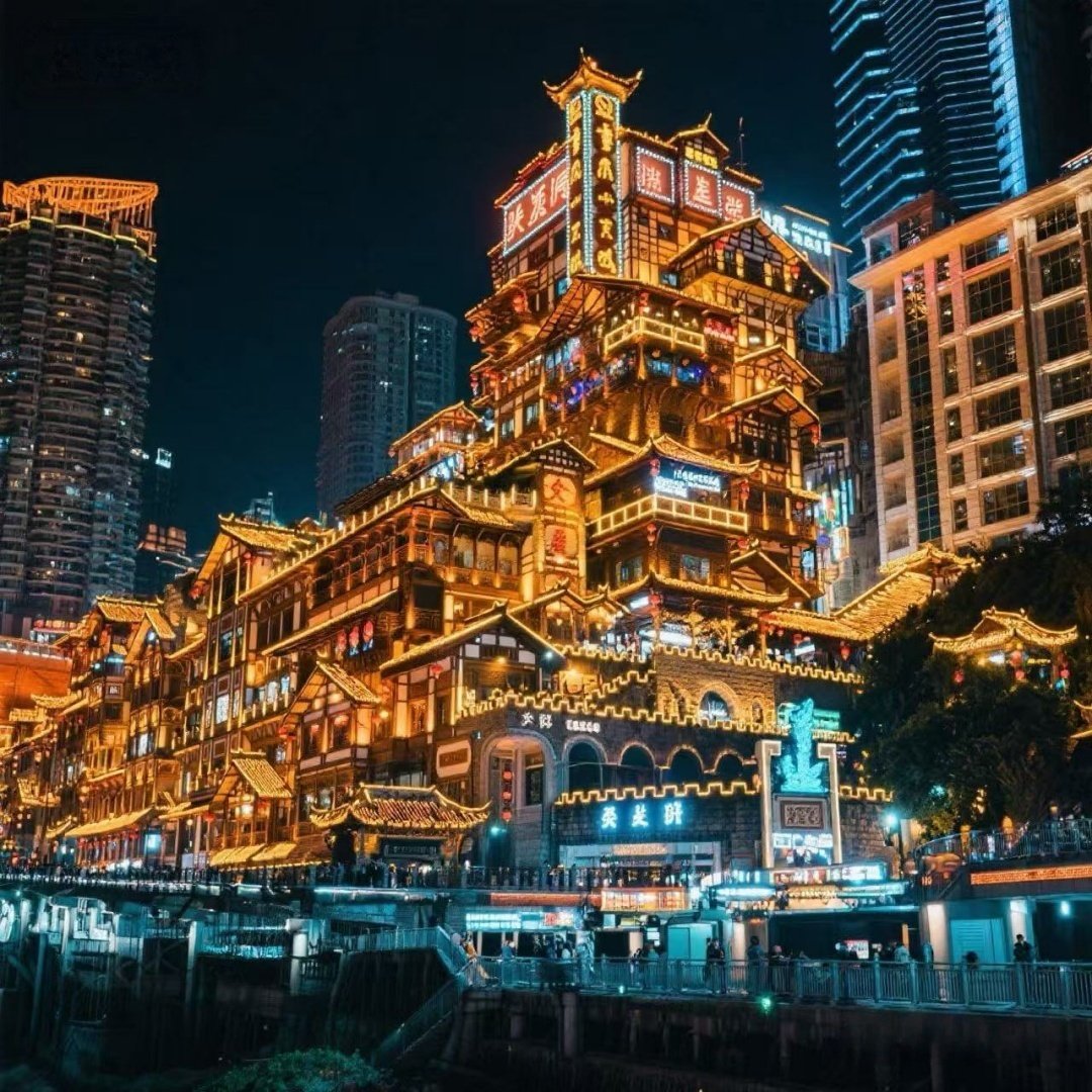 重庆+成都5天4晚解放碑洪崖洞和春熙路希尔顿+重庆至成都高铁二等座 +解放碑步行街