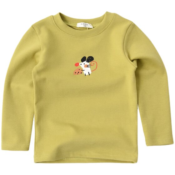 Basic style Children's pure cotton fur base shirt, thick long-sleeved T-shirt for boys and girls, middle-aged children's spring and autumn style children's clothing