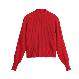 
Half turtleneck sweater, autumn and winter women's loose outer wear pullover, lazy style, thickened top, short knitted sweater for little people