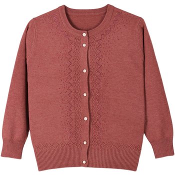 Middle -aged and elderly women's long -sleeved round neck knitting