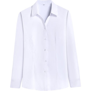 White long-sleeved shirt for women in autumn and winter, professional temperament, short-sleeved interview formal workwear, striped work clothes, base shirt