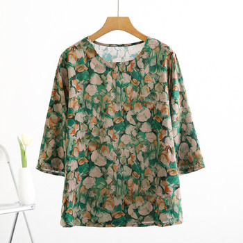 
Middle-aged and elderly women's summer short-sleeved loose large-size T-shirt