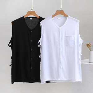 Chinese wind cotton and silk men's summer thin vest in the old -age men's men's grandpa clothes artificial cotton sleeveless dad outfit
