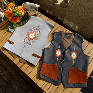 Loss selling [Southwest pattern totem ten thousand needle embroidery] RL American retro cowhide vest for men and women
