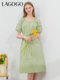 LAGOGO Mint Mambo Lace Dress Women's Laguda Summer New Slim Light Green A-line Mid-length Skirt