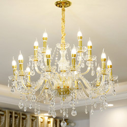 European-Style Crystal Chandelier, Cognac-Colored Glass Tube, Living Room Lamp, Dining Room Lamp, Bedroom Lamp, Hotel Villa Large Chandelier