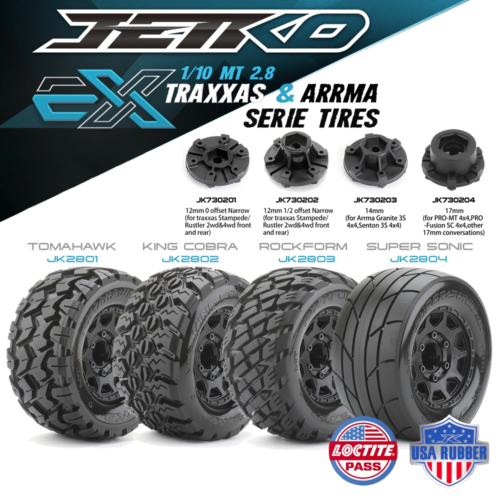 Jetko 1 10 Mt 2 8 大脚车轮胎traxxas Arrma 可换接合器jk280