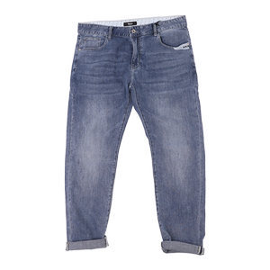 
DAEVU spring new gray blue washed large trendy fat elastic small feet plus fat plus size men's jeans
