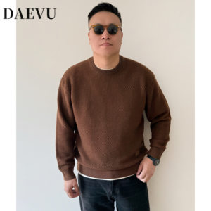 
Dayi Wuyou winter large size sweater men's loose simple brown fat plus fat oversized pullover thick knitted sweater