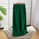 Rare limited silk green crack fragrant cloud yarn retro literary elastic waist straight slit one-step skirt
