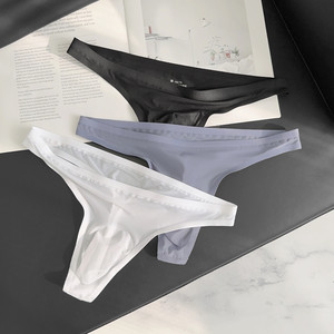 
2 pack men's underwear thong low waist seamless single butt ice silk cool sexy sexy U convex thin bottoms free shipping