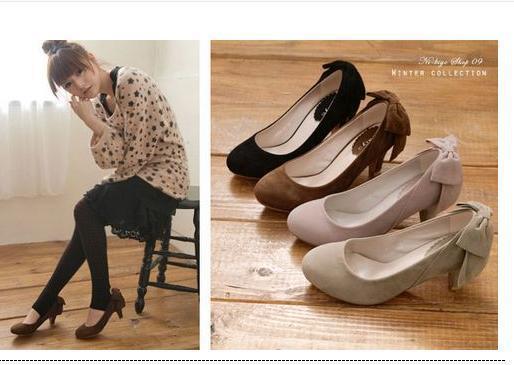 Missing size processing clearance bowknot women,s shoes suede high-heeled single shoes large size shoes 39 40 mj