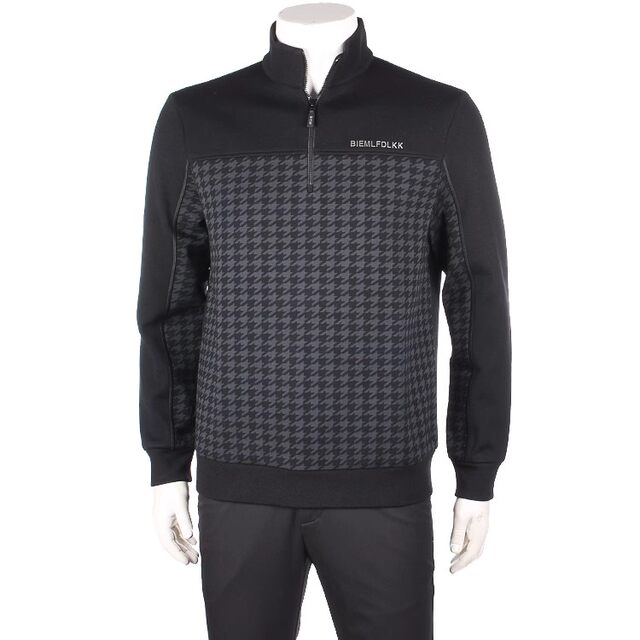 BIEM.L.FDLKK/Biyinlefen soft and crisp houndstooth checked stand collar warm wool shirt in autumn and winter
