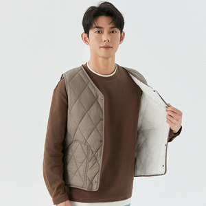 
Vest men's autumn and winter warm vest new style thickened slim teenager down cotton vest inner liner cotton jacket horse clip