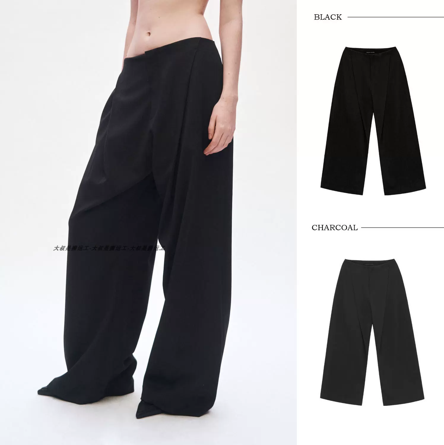 包税韩国直邮TREEMINGBIRD小众设计Low Rise Wide Slacks休闲裤-Taobao