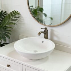 Simple Style Round Ceramic Countertop Basin White Washbasin Home Washbasin Art Basin