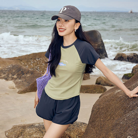 
Large size split swimsuit for women fat mm200*0.5kg conservative racing swimsuit boxer swimming pool special for learning to swim