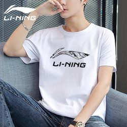 Li-Ning Short-Sleeve T-Shirt for Men, Black, New Summer Casual Top, Sportswear, Loose Cultural Shirt, Running T-Shirt