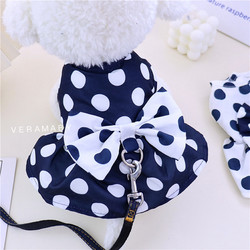 Pet Summer Princess Dress with Leash for Teddy, Bichon, Cats, Small Dogs, Thin Summer Style for Small Puppies