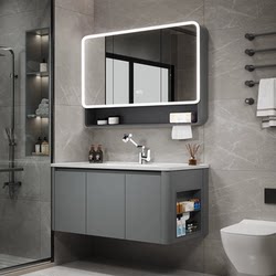 Guangdong Foshan Bathroom Cabinet with Integrated Ceramic Basin, Washbasin, Bathroom Cabinet, Small Apartment Washstand