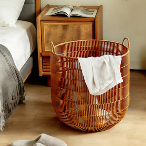 Imitation rattan waterproof high-looking household dirty clothes basket dirty clothes storage basket bedroom dirty clothes basket bathroom laundry basket