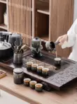 ban tra dien thong minh Tangfeng gỗ đàn hương đen lớn khay trà Kung Fu trà bộ phòng khách nhà cối xay đá lười biếng pha trà hiện vật trà ban tra dien Bàn trà điện