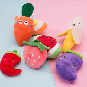 
Cartoon Fruit and Vegetable Dog Plush Sound Toy Teddy Bichon Cat Cute Colorful Fruit Pet Teething Supplies