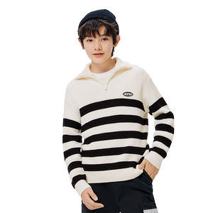 
Balabala children's sweater pullover autumn and winter big children boys and girls knitted sweaters high-neck parent-child casual top