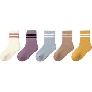 Balabala children's socks summer mesh breathable cotton socks for boys and girls medium and large children students thin section five pairs