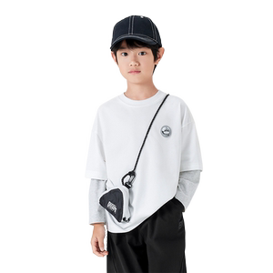
Balabala children's clothing children's long-sleeved t-shirt boys and girls bottoming spring and summer fake two-piece t casual versatile top