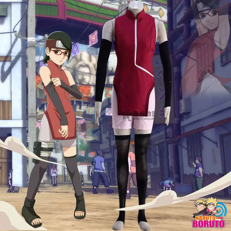 动漫火影忍者cosplay服装宇智波莎拉娜旗袍博人传剧场版