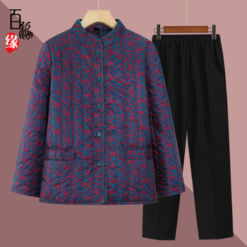 
Elderly grandmother's winter floral small cotton coat inner liner