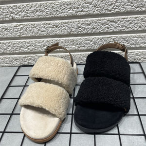 
Broken code processing super hot plush sandals for women's outer wear autumn and winter new fashion versatile one-line strap warm cotton wool shoes