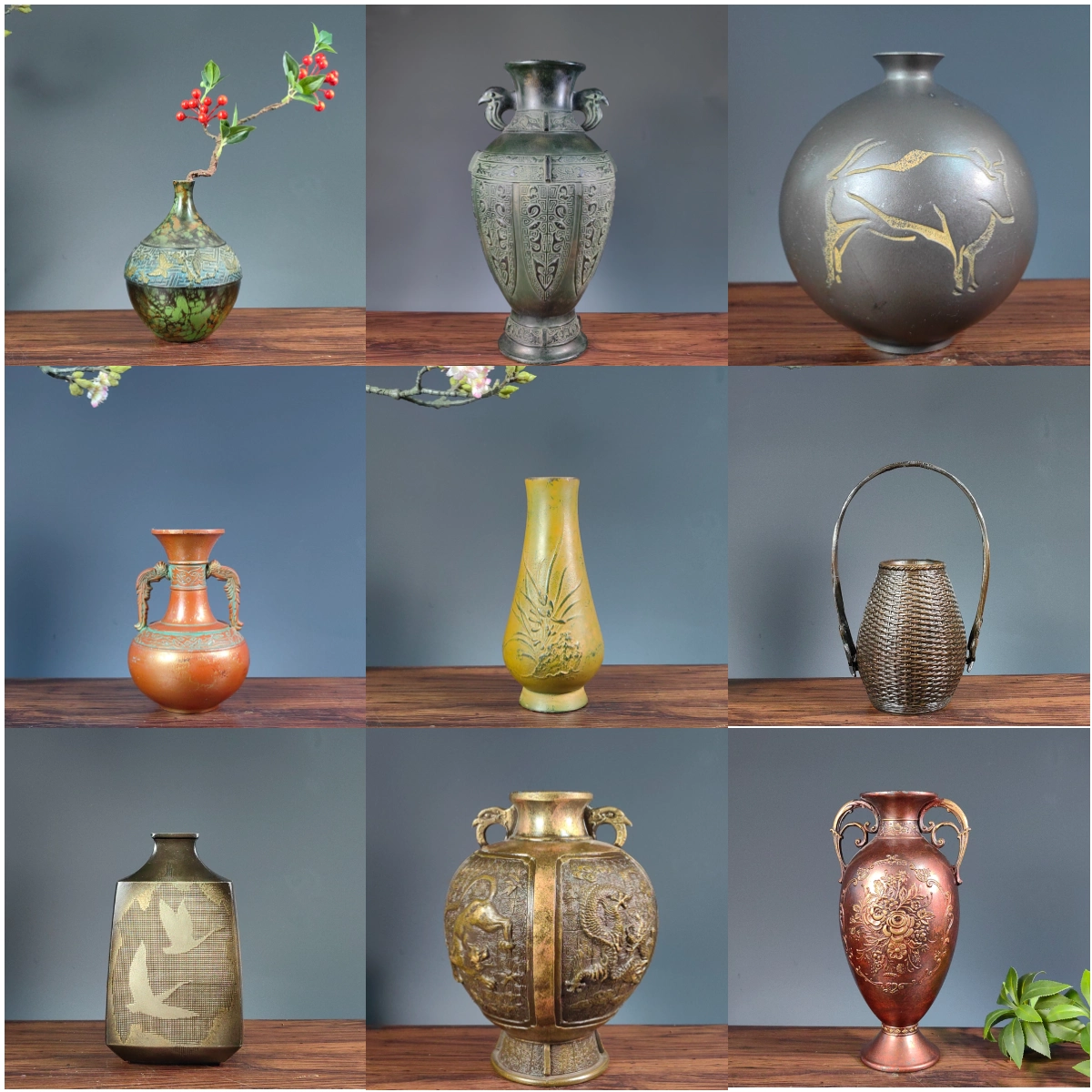 銅 竹 銀象嵌 花入 筒形 花瓶 88UO29 中国美術清朝清時代哥