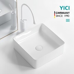 Yici Square Ceramic Countertop Basin Art Basin Balcony Small Apartment Washbasin Bathroom Household Basin