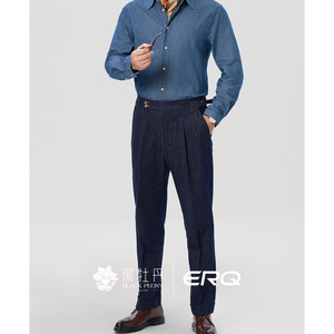 
ERQ Italian Naples Business Straight Jeans Men's Loose Men's Stretch Leisure Pants Retro Autumn