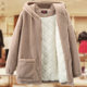 Thick velvet woolen coat for women in autumn and winter new style for middle-aged and elderly fat mothers, lamb velvet coat, granular velvet cotton coat