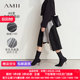 Amii2025 winter new commuter rubber waist irregular styling contrasting splicing skirt for women knitted skirt
