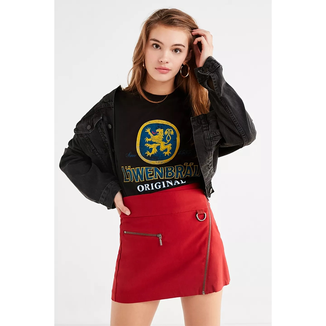 UO Original D Black/Red American Rock Street Waist Short Skirt A-line Mini Skirt Hot Girls High-waisted Boots Dress Slim