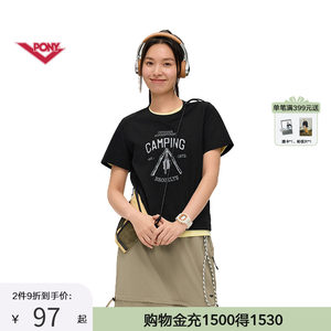 
PONY Pony 1972 summer women's short-sleeved T-shirt breathable and skin-friendly outdoor sports leisure and comfortable 252W2AT09