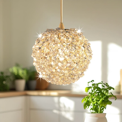 Lychee Crystal Wall Lamp, Hallway, Entrance, Bar Counter, Bedside Pendant Light, Adjustable Height, Light Luxury Bedroom Bedside Crystal Small Pendant Light