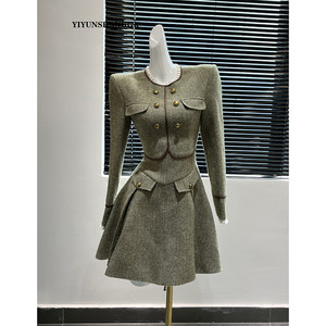 
French high-end small fragrance style dress for women in autumn and winter 2023 new fashion celebrity temperament small A-line skirt