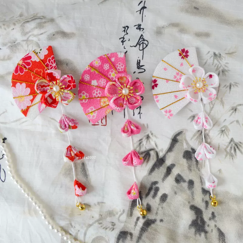扇櫻 手工和風發飾布花和風花日本和服浴衣配飾細工花