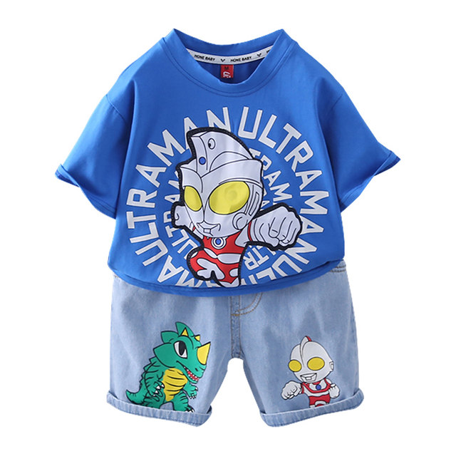 Children's Ultraman light-up clothes summer 2023 new boys short-sleeved ...