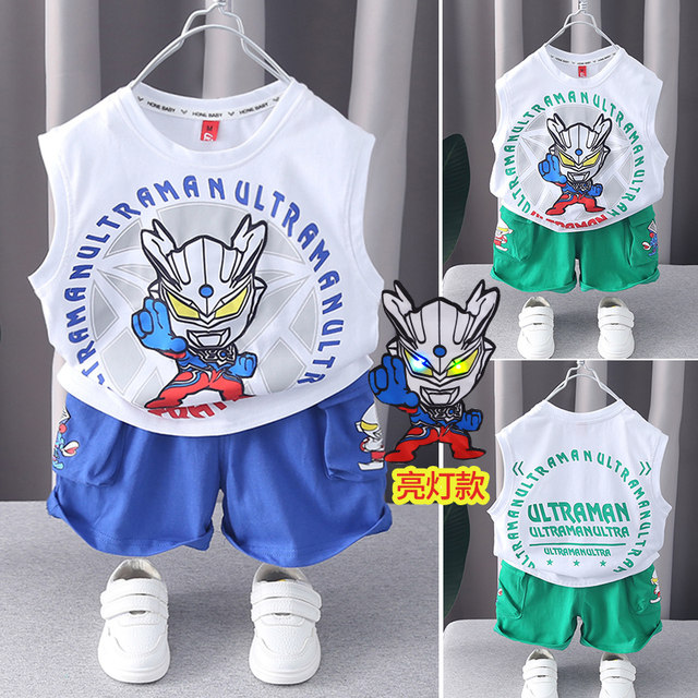 Ultraman Boys Sleeveless Vest Set Summer Cero Clothes Children's Baby ...