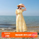 
Ruochao large size women's clothing 2025 summer new French V-neck printed dress with short sleeves waist-hugging fat MM