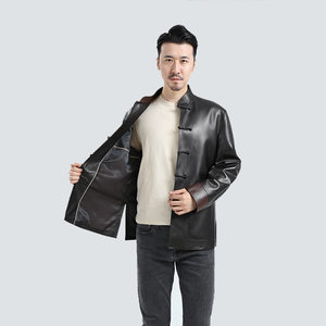 
Prince lifting wings for men pure leather sheepskin tray buckle stand collar leather jacket business casual host genuine leather jacket autumn and winter trend